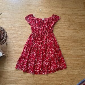 Red Floral knee length dress